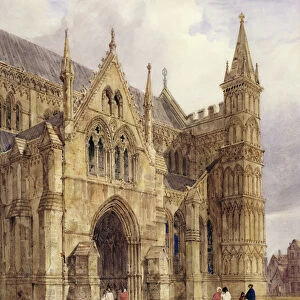 The North-West Porch of Salisbury Cathedral, 1832 (w / c with pen and brown ink over