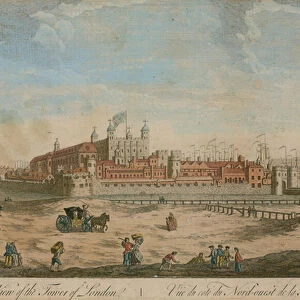 North west view of the Tower of London (coloured engraving)