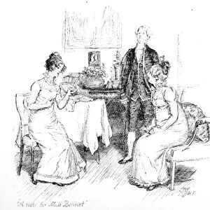A note for Miss. Bennet, illustration from Pride & Prejudice by Jane Austen
