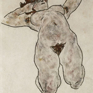 Nude Lying Down; Liegende Nackte, 1917 (gouache and charcoal on paper)