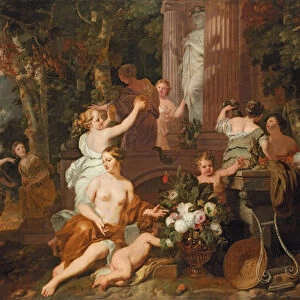 Nymphs and Bacchantes paying homage at the temple of Flora (oil on canvas)