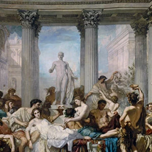Detail of: The Romans of Decadence, Painting by Thomas Couture (1815-1879)