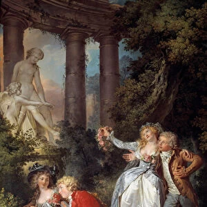 Offering a Galante Venus Scene in a romantic landscape of ancient ruins