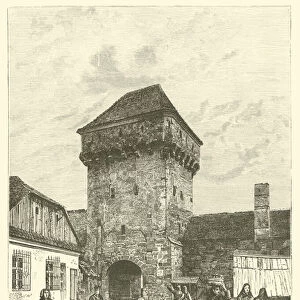 Old Gate of Kolosvar, Transylvania (engraving)