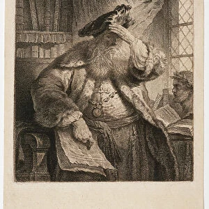 Old man holding his hand to his hat, 1639 (Etching)