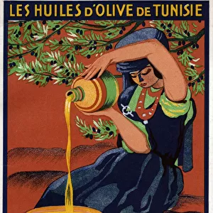 Olive oil in Tunisia. (Illustration, circa 1930)
