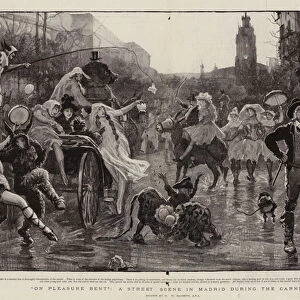 "On Pleasure Bent", a Street Scene in Madrid during the Carnival (engraving)