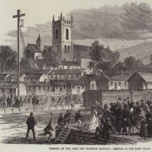 Opening of the Cork and Macroom Railway, Arrival of the First Train at Macroom (engraving)