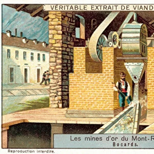Ore mill at the Monte Rosa gold mines, Italy (chromolitho)