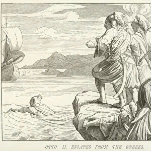 Otto II escapes from the Greeks (engraving)