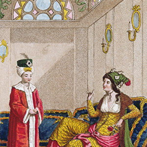 Ottoman Crown Prince with his Favourite Sultana, c. 1813 (colour engraving)