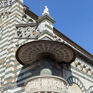 Outside pulpit by Donatello and Michelozzo, cathedral of Prato, Italy
