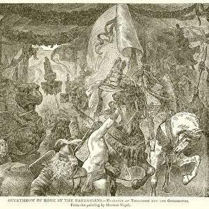Overthrow of Rome by the Barbarians. --Entrance of Theodoric and the Ostrogoths (engraving)