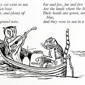 The owl and the Pussycat caracaters by Edward Lear (1812 - 1888) English artist, illustrator, author and poet