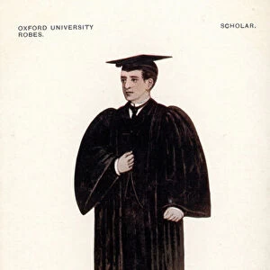 Oxford University robes - scholar (colour litho)