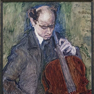 Pablo Casals (1876-1973) playing the cello. Painting by Jan Toorop (1858-1928)