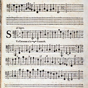 Page of musical score of Balletti, correnti alla francese opus 3 by Giovanni Battista