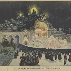 The Palace of Electricity and Castle of Water at night, Exposition Universelle 1900, Paris (colour litho)