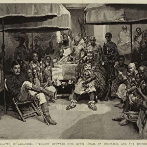 A Palaver in Ashantee, Interview between King Quaco Duah, of Coomassie, and the British Commissioner (engraving)