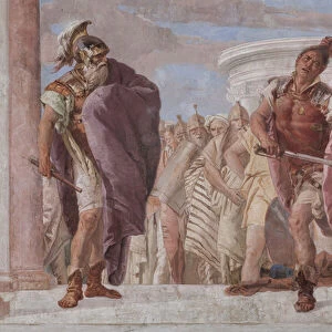 Palazzina (Small Building): view of the first room and its frescoes representing episodes from the Iliad: "Athena prevents Achilles from drawing his sword against Agamemnon", detail, 1756-57 (fresco)