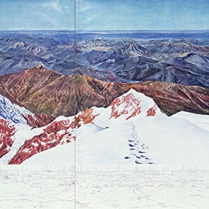 Panoramic view of the summit of Pelvoux (sommet du Pelvoux) in the Massif des Ecrins, French Alps (photogravure) (see also 404290)