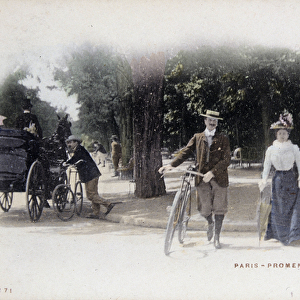 Paris, promenade sous bois - postcard, late 19th century