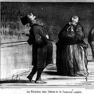 Parisians waiting for the famous comet, caricature by Honore Daumier (1808-1879)