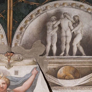 Parma, Former Monastery of St. Paul, Chamber of the Abbess or of St Paul or of Giovanna da Piacenza, the vault: frescoes on the theme of Diana by Antonio Allegri, known as il Correggio (1518-9)