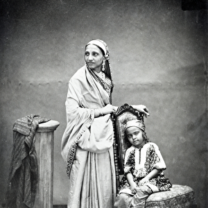 Parsee Woman and Child, c. 1870s (b / w photo)
