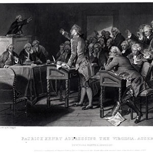 Patrick Henry addressing the Virginia Assembly, March 1775 engraved by Henry Bryan Hall (1808-84)