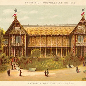 Pavilion of Waters and Forests, Exposition Universelle 1889, Paris (chromolitho)