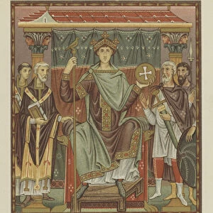 Paying homage to the Holy Roman Emperor Otto III (colour litho)