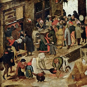 The Payment of the Tithe, or The Census at Bethlehem, detail, after 1566 (oil on panel)