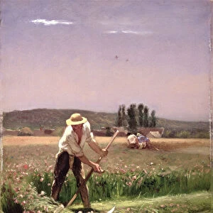 A peasant, mowing (oil on canvas)