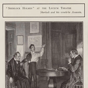 A performance of Sherlock Holmes at the Lyceum Theatre, London (litho)