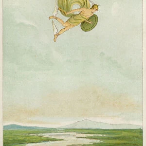 Perseus flying to kill the Gorgon (colour litho)