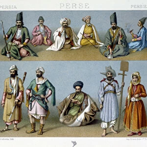 Persian Costumes - in "The historical costume"by Racinet, 1876