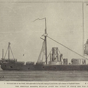 The Peruvian Monitor Huascar after the Action in which she was captured (engraving)
