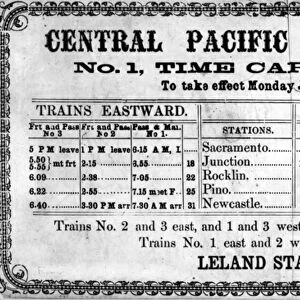 Photographic print of the Central Pacific Railroad Companys original timetable
