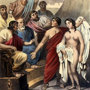 Phryne (Greek courtesan) before the judges of Athens