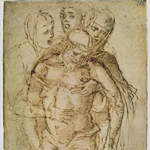 Pieta, attributed to either Giovanni Bellini (c. 1430-1516) or Andrea Mantegna (1430-1516) (pen and ink on paper)