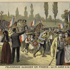 Pilgrimage of Alsatians to France, 14 July 1897 (colour litho)