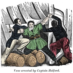 Pirate Charles Vane (1680-1721) is captured by Captain Holford Engraving from "