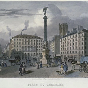 The Place du Chatelet, Paris, engraved by Frederic Martens (1809-75