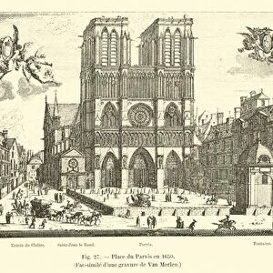 Place du Parvis en 1650, Fac-simile d une gravure de Van Merlen (engraving)