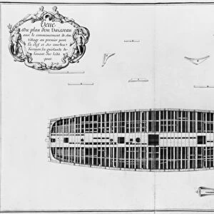 Plan of the first deck of a vessel, illustration from the Atlas de Colbert