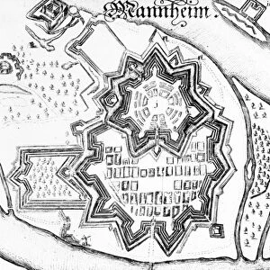 Plan of Mannheim, Germany 1690 (pen & ink on paper) (b / w photo)