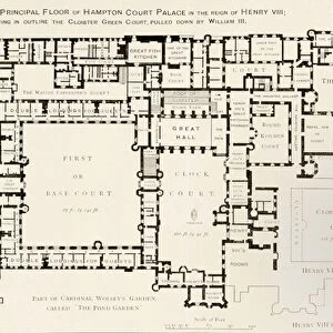 Plan of the principal floor of Hampton Court Palace as it was during the reign of King