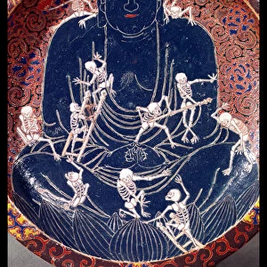 Plate depicting Buddha with ten skeletons (ceramic) (detail) (see also 182441)