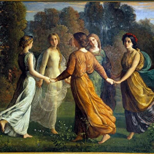 The poem of the soul; Sun rays. Painting by Anne Francois Louis Janmot (1814-1892)
